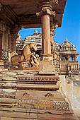 Khajuraho - the small Mahadeva temple and Jagadambi temple behind on the same platform 